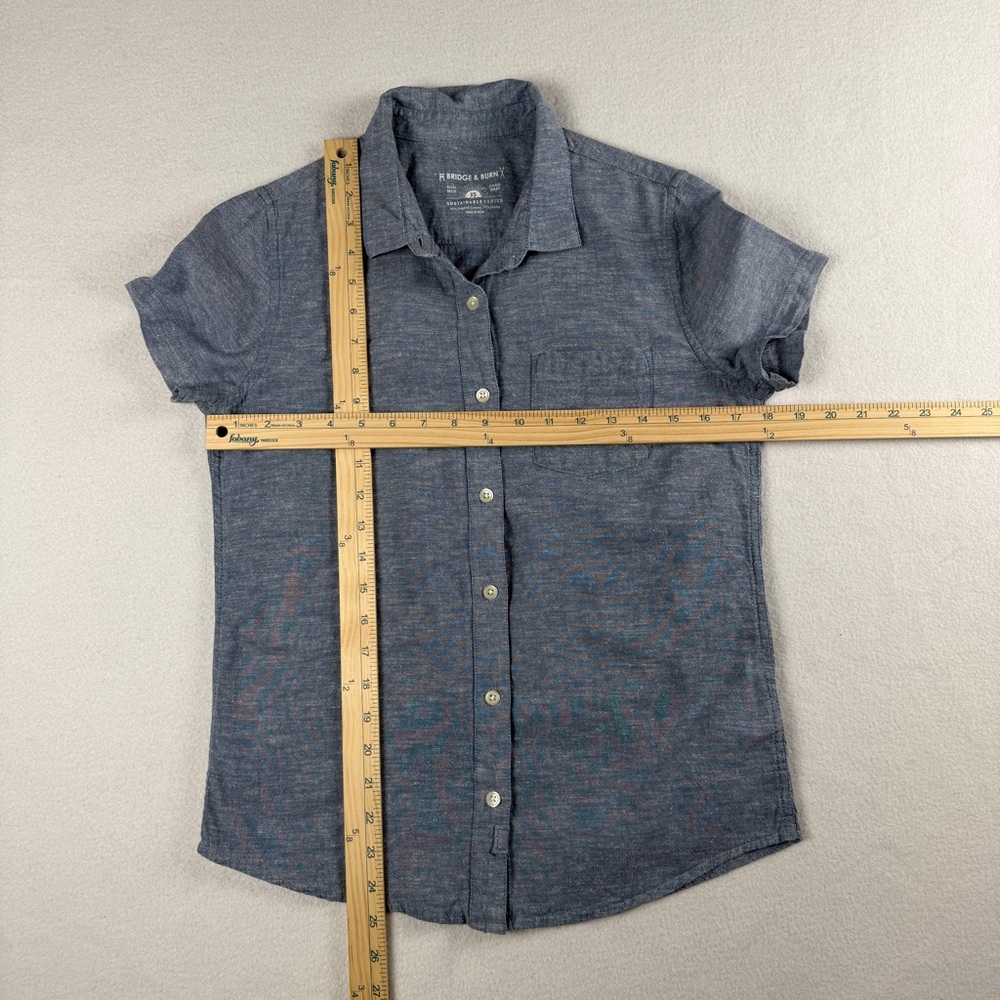 Bridge and Burn Women’s Lana Button Up Shirt Short Sleeve Blue XS - Picture 4 of 9